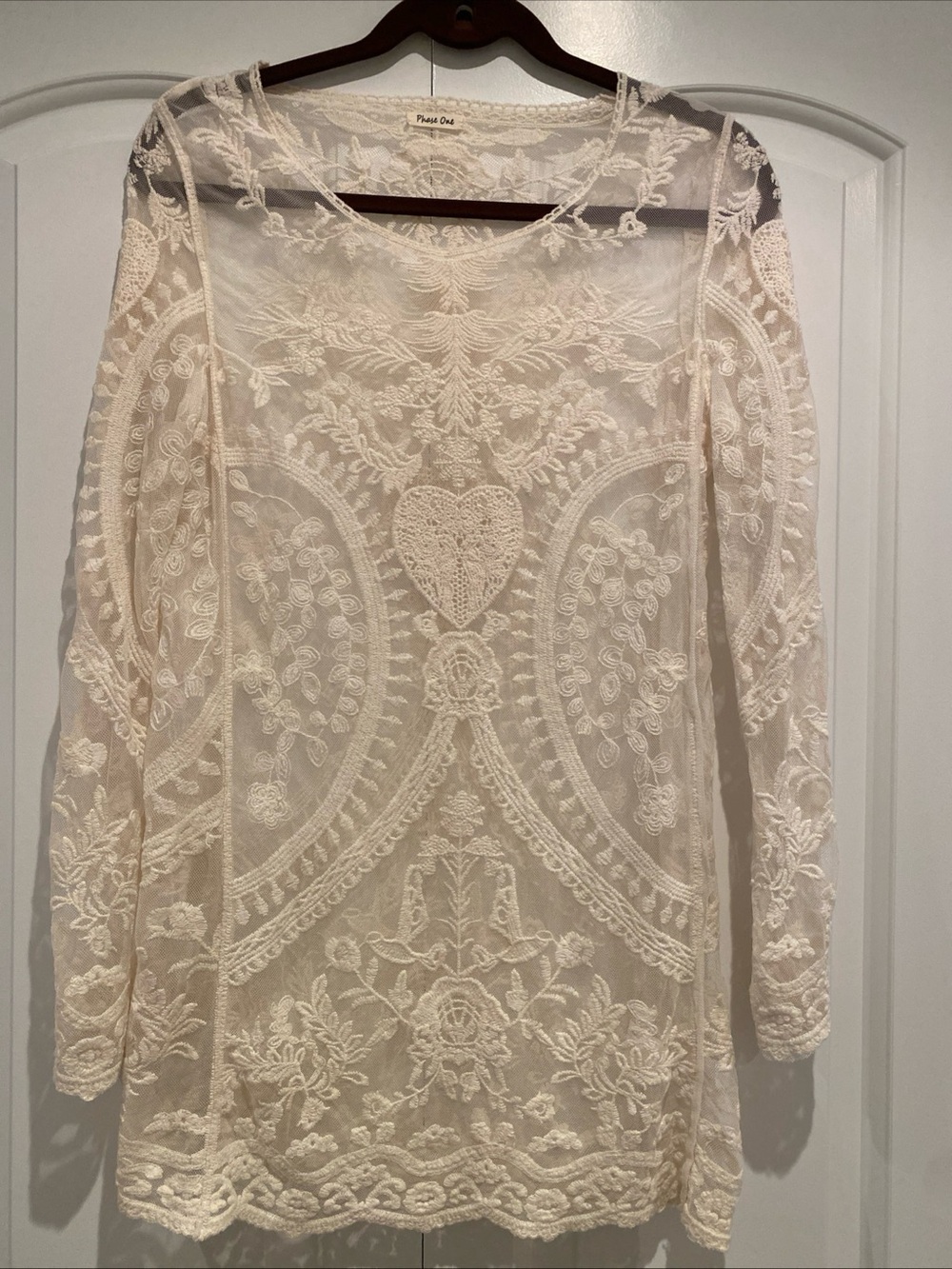 Lace Long-Sleeve Dress in Ivory